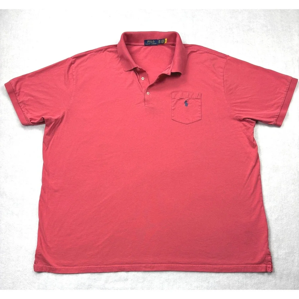 Polo‎ Ralph Lauren Mens 4XB Big & Tall Salmon Pink Cotton Pocket Polo Shirt 4TG